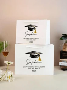 1pc Personalized Graduation Gift Bag, Graduation Gift, Customized White Gift Bag, Personalized Graduation Gift Bag, Personalized Gift Bag, Graduation Gift Packaging Bag, Graduation Party Gift Packaging Bag - Multicolor - View 4