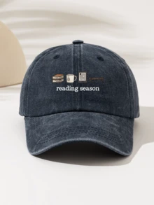 1 pieza Gorra de béisbol lavada unisex - Impresa con el texto "Temporada de lectura Libro Café Gafas" - Correa ajustable, sombrero ligero para exteriores apto para las 4 estaciones, adecuado para senderismo, camping, uso diario - Regalo perfecto - Diseño de fácil lavado, accesorio de cabeza casual, patrón divertido, accesorio de cabeza cómodo - Gorra de béisbol lavada - Ver 13