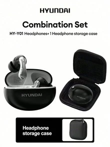 HYUNDAI HY-Y01 Bluetooth Earphones, Half In-Ear Style Combo Set With Carrying Case, High-Definition Surround Stereo Sound Quality, Sensitive Microphone, Voice Call, LED Power Display, Low Latency, Long Battery Life, Comfortable Wireless Earbuds - Multi-color + Storage Bag - View 15