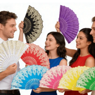 5pcs Chinese Style Auspicious Cloud Pattern Folding Fans, Chinese Retro Folding Hand Fans, Vintage Party Decorations