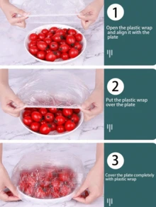 100 chiếc nắp nhựa trong suốt, túi nhựa PE, nắp đậy bát; nắp đậy thức ăn thừa; vật dụng nhà bếp thiết yếu; giữ cho trái cây, rau củ và thực phẩm tươi ngon, túi bảo quản cho tủ lạnh, cơm và các món ăn thừa, màng bọc nhựa co giãn cho bát, đĩa và hộp đựng, bảo quản thực phẩm nhà bếp và niêm phong chống bụi. - Xem 4