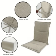 1pc High-Back Chair Cushion, Suitable For Indoor And Outdoor Use, Designed Specifically For Foldable Office Rocking Chairs. Features Tie-Down Design And UV Protection, Ideal For Living Room Home Decor - A - View 6