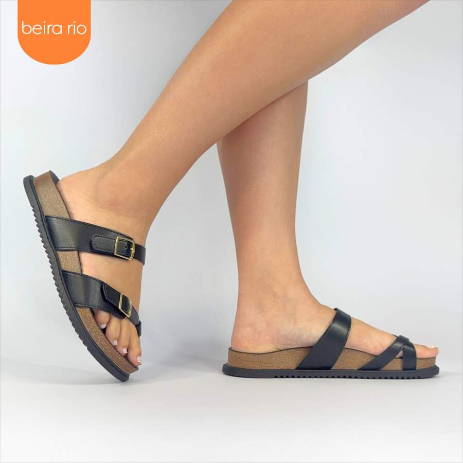Beira Rio Original Women's Papete Sandal With Buckle - màu đen - Xem 1