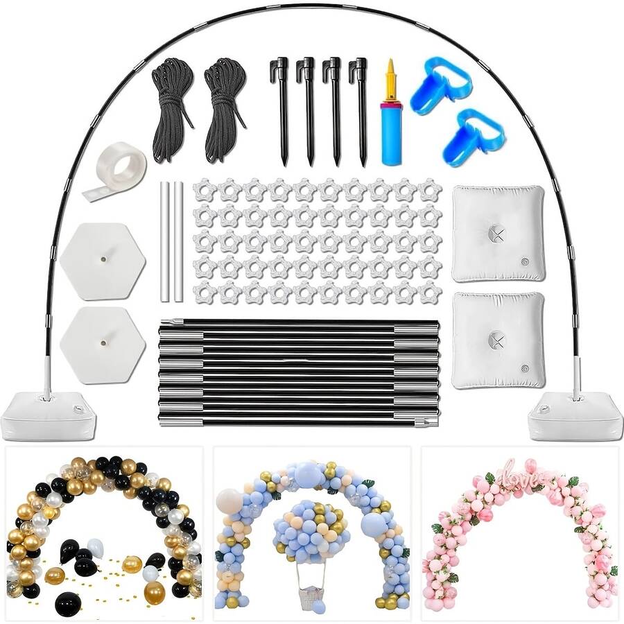 Balloon Arch Stand Kit, 10FT Wide & 7.5FT High Adjustable Balloon Arch Frame, Ideal For Party Decorations, Not Include Balloons. - 查看 1
