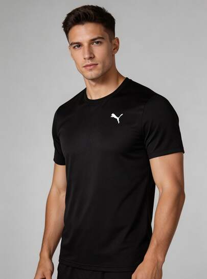  PUMA Comfortable Solid Color Basic Casual Versatile Crew Neck Pullover Short Sleeve T-Shirt For Men
