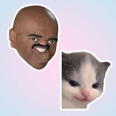 Smug Uncle Stickers, Personalized Funny Face Stickers, Notebook Skateboard Waterproof Decorative Stickers, Mischievous Crooked Mouth Cat Stickers, Internet Celebrity Disdainful Face Stickers, Suitable For Scrapbooking, Phone Cases, Waterproof Vinyl Stickers - Durable Matte Surface, Self-Adhesive Bumper Stickers For Car, Window, Laptop, Truck, Bottle - Multipurpose Durable Design, Car Decals