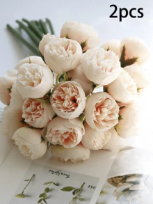 Luxury French Style Faux Peony Bouquet, High Density Silk Cloth Fake Flowers, Living Room Dining Table Foyer TV Cabinet Decor, Wedding Bridal Bouquet, New Year Housewarming Soft Furnishing, Maintenance-Free Everlasting Flowers, Bendable Stem Design, Modern Minimalist Home Decor, Tabletop Floral Arrangement, Wedding Proposal Decoration, Holiday Atmosphere Creator - Multicolor - View 14
