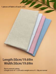 Set 4 buah Kain Linen Warna Terang, 4 Kain Linen Warna Polos, Kain Bordir, Kain Dasar Sulaman Silang, Untuk Kerajinan Pakaian, Menjahit, Potongan Siap Pakai 50*50cm, Sulaman Silang DIY, Memotong Patch - Kain linen imitasi 50*50cm - View 5
