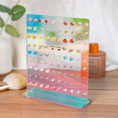 Acrylic Earring Holder Display Stand - 3 Color Options - Clear Jewelry Organizer With 90 Holes, Space-Saving Tower Rack For Home, Salon, Boutique - Easy Clean Commercial/Personal Storage Solution, Jewelry Display Stand, Sturdy Structure, Home Organization, Quality Material, Fashion Enthusiasts, Jewelry Tower Organizer