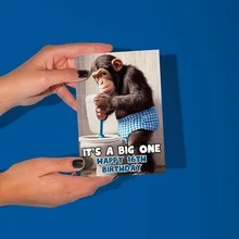 1pc Funny "It's A Big One" 16th Birthday Greeting Card With Envelope, Chimpanzee Toilet Design For Teens - View 5