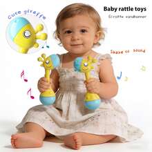 Giraffe Sensory Toy, Baby Rattle With Soothing Sounds, Soft Tactile And Easy To Grasp, Helps Develop Motor Skills And Emotional Stability, Suitable For 0-24 Months Infants, Yellow And Blue, Learning Toy - Multicolor - View 2