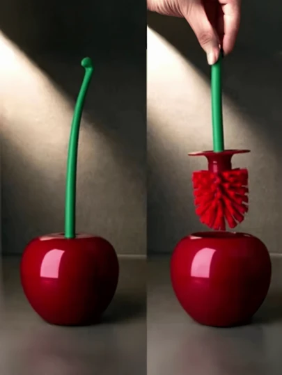 1个樱桃造型马桶刷，带刷架，创意可爱马桶刷，清洁马桶