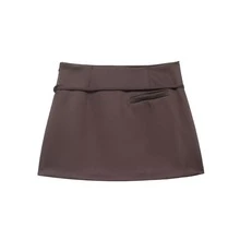 Falda pantalón con cinturón de moda casual y versátil para mujer, primavera/verano de DEEKA - Marrón - Ver 5