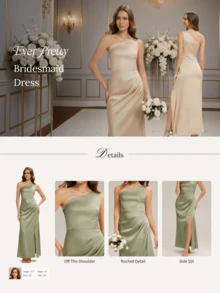 EVERPRETTY 新款优雅缎面无袖侧开衩黑色伴娘礼服,适合夏季婚礼宾客和节日场合的正式晚礼服 - 黑色 - 查看 7