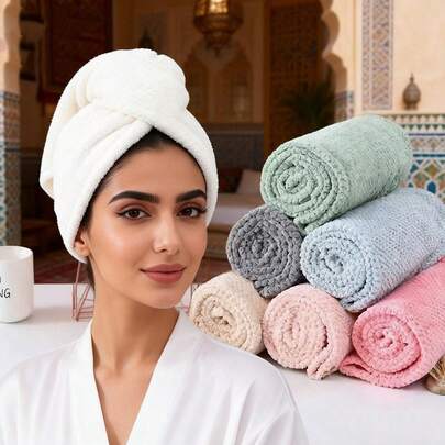 1pc Women's Quick-Dry Hair Turban, Absorbent & Non-Shedding, Soft & Comfortable With Double Buckle Design For Easier Use