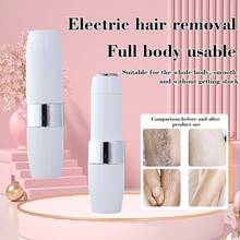 Women's Electric Painless Hair Removal Device - USB Rechargeable Hair Removal Device With LED Light, Portable, Suitable For Face, Lip And Leg Hair Removal, Lipstick Size Design, Portable Mini Hair Removal Device For Women, Perfect Gift For Women - White - View 2