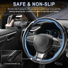 Bộ 1/3 ốp vô lăng bằng sợi carbon dạng kẹp, ống bảo vệ vô lăng chia đoạn, phù hợp với vô lăng tròn và hình chữ D. - Nhiều màu - Xem 4
