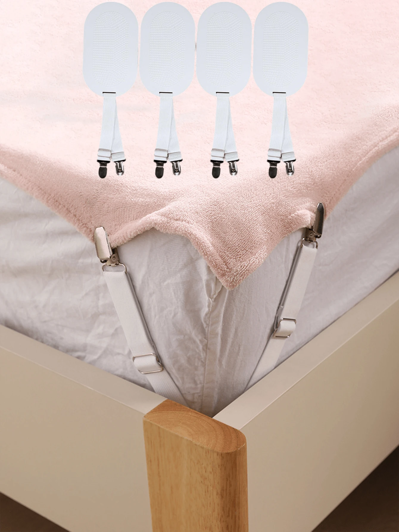 4pcs Adjustable Bed Sheet Clips, Non-Slip Mattress Fastener, Invisible Bed Sheet Clips, Mahjong Mat Anti-Slip Clips