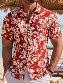 Men's Tropical Hawaiian Shirt Casual Coconut Tree Print Short Sleeve Shirt Beach Shirts For Men Tropical Shirts For Men Men Summer Shirts Men Beach Shirts Button Up Tropical Graphic Beach Shirt - 16 - 查看 1