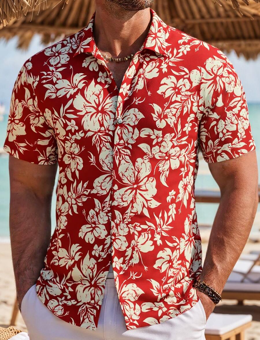 Men's Tropical Hawaiian Shirt Casual Coconut Tree Print Short Sleeve Shirt Beach Shirts For Men Tropical Shirts For Men Men Summer Shirts Men Beach Shirts Button Up Tropical Graphic Beach Shirt - 16 - 查看 1