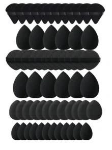 5/10/20/30/40/50/60/80/100pcs Makeup Sponge Set, Includes: 10 Liquid Foundation Sponges + 10 Mini Liquid Foundation Sponges + 10 Triangle Powder Puffs (For Loose Powder & Setting) + 10 Air Cushion Puffs (For Face Makeup) + 10 Mini Air Cushion Puffs (For Concealer), Suitable For Makeup, Home Decor, Vanity, Travel, Bedroom, Makeup Tools, Puffs, Makeup Sponge, Affordable, Gift For Her - Black - View 9