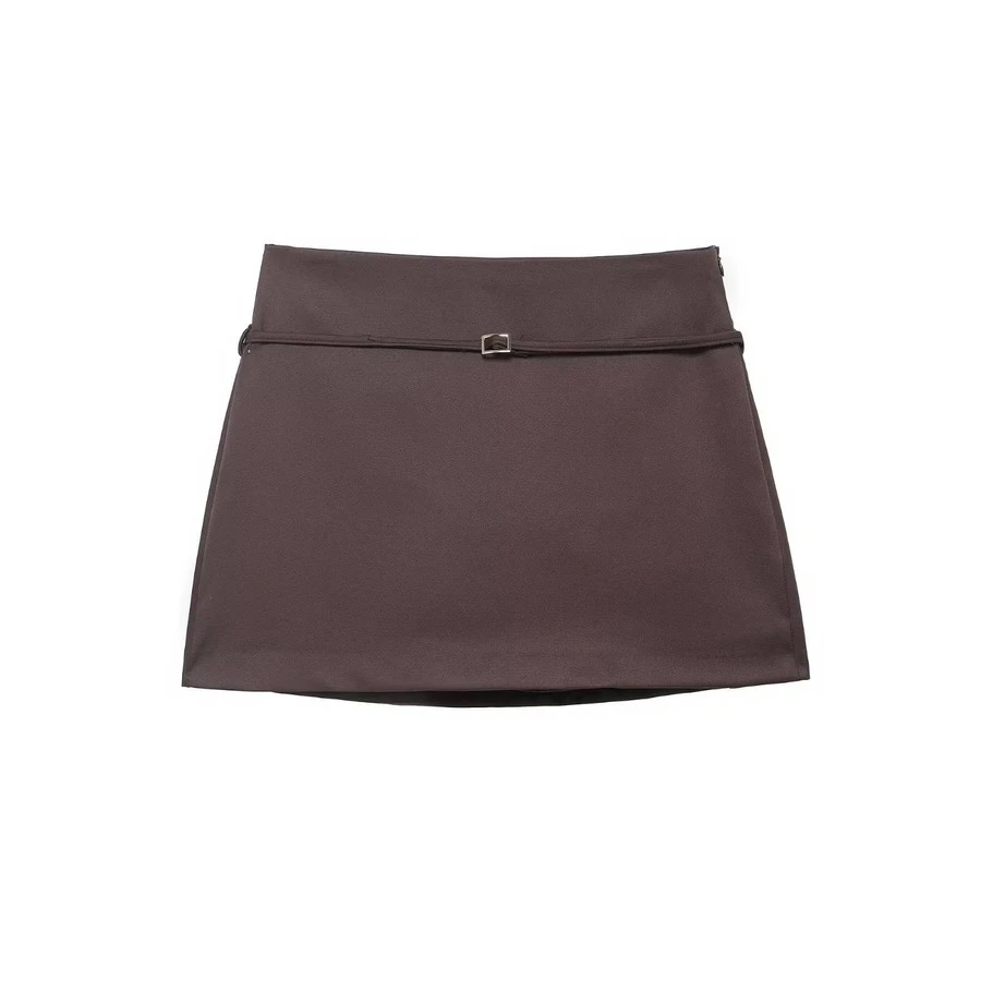 Falda pantalón con cinturón de moda casual y versátil para mujer, primavera/verano de DEEKA - Marrón - Ver 1