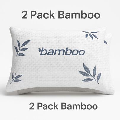 Juego de almohadas Premium de bambú – Suaves, frescas |   Soporte cervical |   Ideal para descanso profundo |   Estándar 50X70 / King 50X90