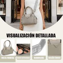 Bolso de Mano y Bandolera 2 en 1 con Correa Ancha Ajustable, Diseño con Múltiples Bolsillos de Cuero PU, Bolso Elegante Ejecutivo de Gran Capacidad para Oficina Uso Diario y Viajes Bolso de Mano Bolso Tipo Boston uso diario de moda - Café - Ver 7