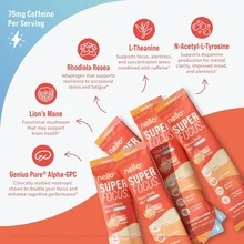 [Free Shipping]Nello Superfocus – Nootropic Focus Drink Mix For Productivity, Caffeine, L-Theanine, Rhodiola Rosea, Alpha-GPC, Lion's Mane, Tyrosine, Sugar-Free Packets - With Caffeine (Pack Of 20) (20 Servings (Caffeine), Fruit Punch) - Nước ép trái cây - Xem 6