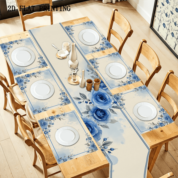 Set de 5/7 piezas (Camino de mesa 33*183cm + Individuales 30*45cm), Camino de mesa y individuales para las 4 estaciones, Manteles lavables para mesa de cocina y comedor, Individuales para hotel y restaurante, Manteles para fiestas y celebraciones, Adecuado para decoración del hogar, al aire libre, fiestas, mesas, manteles, estilo chino, platos, viaje gourmet, platos de servir, set de viaje, cepillo de mesa, posavasos, tapetes de bandeja, viaje, accesorios de cocina