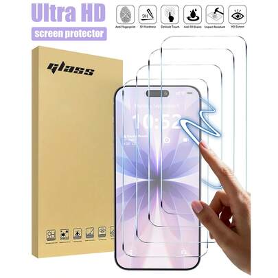 4pcs Compatible With Iphone 17 Pro Max/17 Air/16 Pro Max/16E/16 Plus/15 Pro Max/14/13/12/11 Pro Max/X/XR/XS Max, Anti-Fingerprint, 9H Hardness, Shock-Proof, Perfect Compatible With Phone Cases, High Transparency, Protective Case