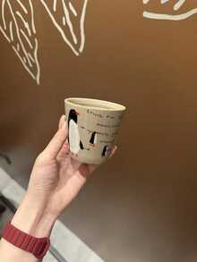 Cốc cà phê gốm sứ vẽ tay dễ thương 200ml, hình minh họa ngỗng và chim cánh cụt hoạt hình dưới lớp men, cốc latte/trà sữa kiểu retro thích hợp sử dụng hàng ngày tại nhà, văn phòng và làm quà tặng. - Nhiều màu - Xem 10