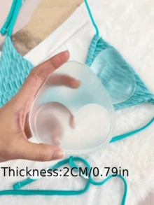 2件組可重複使用矽膠胸墊，隱形提拉，提升胸部，使小胸看起來更大。適用於泳裝和內衣，柔軟厚實填充，增強胸部提升效果，適用於比基尼、婚紗、洋裝和背心 - 彩色 - 查看 7