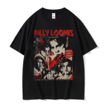 Maglietta vintage con motivo di film horror degli anni '90, Billy Loomis "Tutti andiamo un po' pazzi, Billy" T-shirt, magliette di moda vintage oversize per uomo e donna - nero - Visualizzare 1