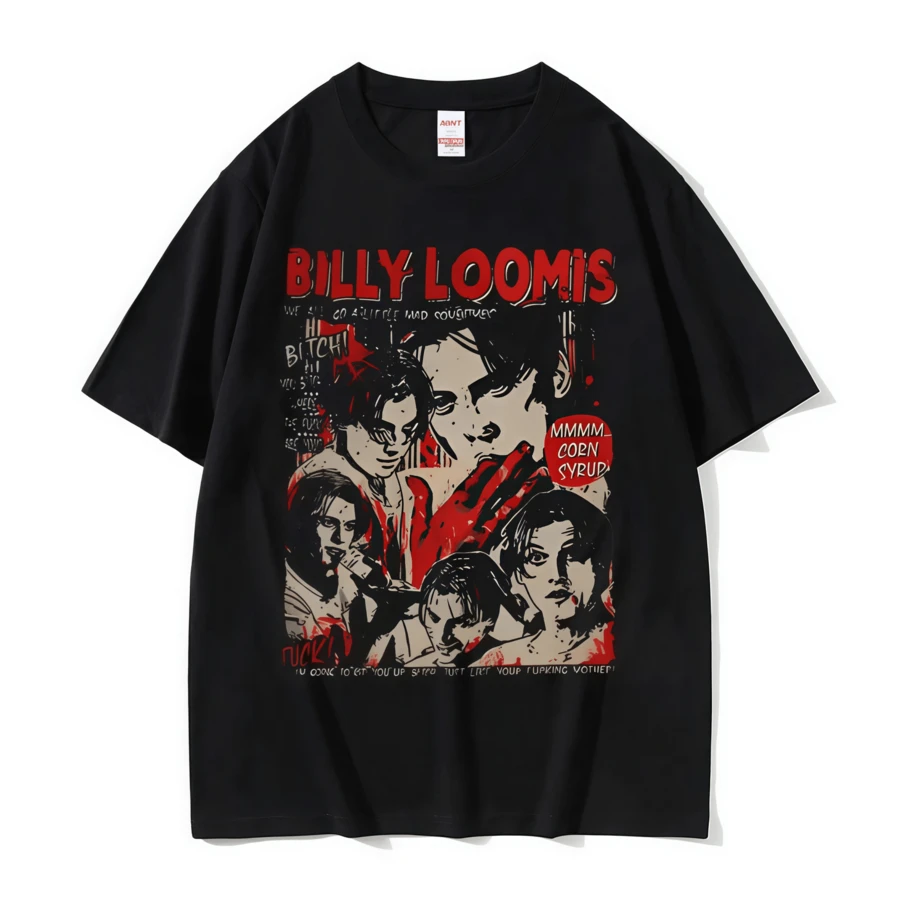 Maglietta vintage con motivo di film horror degli anni '90, Billy Loomis "Tutti andiamo un po' pazzi, Billy" T-shirt, magliette di moda vintage oversize per uomo e donna - nero - Visualizzare 1