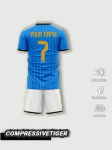 2-Piece Italy Home Blue Football Jersey Set - Customizable Name & Number, Breathable Soccer Uniform, 2026 Football Sports - Baby Blue - View 2