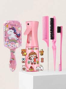 3pcs Hair Brush Set + Paddle Brush, Edge Brush, Teasing Brush, Suitable For Smooth Hair, Styling, Cleaning, Hair Salon, Back To School, Travel, An Ideal Hair Accessory For Women - Multicolor - View 1