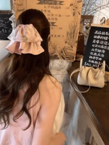 1pc Delicate Printed Satin Pearl Hair Claw Clip, Gentle Elegant Retro Bun Clamp For Ponytail - Multicolor - View 5