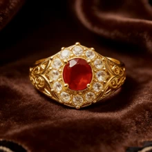 女士复古波西米亚风红色立方氧化锆戒指 - 四爪镶嵌圆形酒红色主石，18K镀金首饰，适合婚礼、周年纪念、生日礼物 - 奢华配饰 - 戒指 - 查看 13