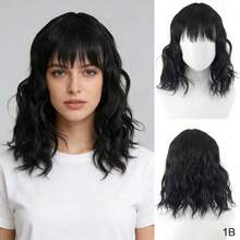 35.56 Cm Pink Wig With Bangs, Soft Curly Wave Fibre, Rose Cap, 130% Density, Unisex, All Ethnicities, Tanglon Silk, Full Headpiece, No Lace, Beauty & Personal Care, Hair Extensions & Accessories ﻿ - Multicolor - View 13