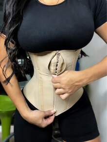 Women's Tummy Control Waist Trainer - Workout Shaping Vest, Corset, Zipper Bodysuit & Slimming Belt - 杏色 - 查看 3