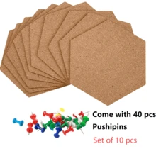 RIMEMO Hexagon Cork Board Tiles, Self-Adhesive Wall Pin Boards, Bulletin Board For Office, Home, Kitchen (1/4/6/10 Pack), Back To School - Hexagonal Cork Board - View 10
