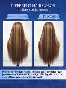 13x4 Inch Realistic High Definition Seamless HD 5*5 Full Lace Frontal Wig, 200% Density Mixed Human Blended Hair, Pre-Trimmed Bleached Knots #P4/27 Highlight Straight Hair Wig, 26 Inch Women Pre-Trimmed HD Lace Frontal Wig With Baby Hair - SP4/27 - View 11