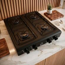 Fogão Cooktop Portátil A Gás 4 Bocas Clarice Resistente - Preto - Visão 6