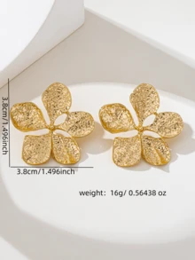 1 Coppia Di Orecchini A Bottone Di Design Minimalista E Di Lusso A Forma Di Petalo - Oro giallo - Visualizzare 4