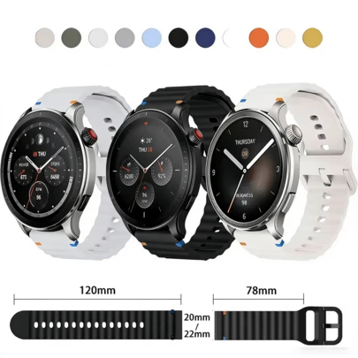 20mm 22mm Silicone Strap For Sam SungGalaxy Watch 7/FE/5 Pro/6/4 Classic 44mm 40mm Silicone Sport Belt Bracelet Galaxy Watch 7 Strap 22mm For Hua Wei Watch 4 5/GT 6 5 4 3 2 Pro For Hua Mi BALANCE Band GTR 4 2 2E GTR3 Pro/GTS 4/2 Mini GTS 3/Bip 3 Pro Silicone Wave Bracelet