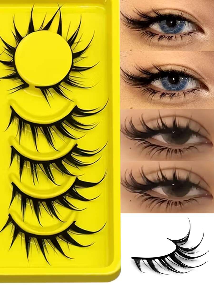 6对卡通猫眼假睫毛 3D自然假睫毛 蓬松柔软交叉智能自然睫毛嫁接妆容 - 查看 1