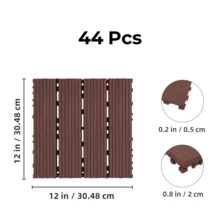 44 Pack Patio Deck Tiles, 12" X 12" Square Waterproof Outdoor All Weather Use, Plastic Interlocking Deck Tiles, Poolside Balcony Backyard Patio Floor Tiles - Brown-2(44 Pack) - 查看 3
