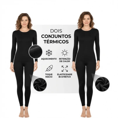 2 DOIS Conjuntos de Blusa Térmica + Meia Calça Térmica Feminina Flanelados