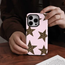 豹纹星空时尚设计手机壳，适用于 17/16PM/15PM/13/13MINI/12/11/XSMAX/7/SE2，亮面手机壳 - 黑色 - 查看 5